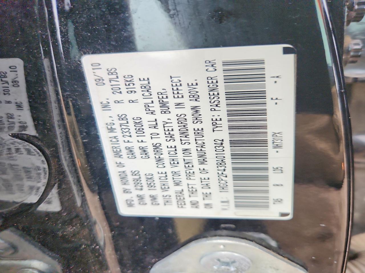 2011 Honda Accord Lxp Black vin: 1HGCP2F43BA010342