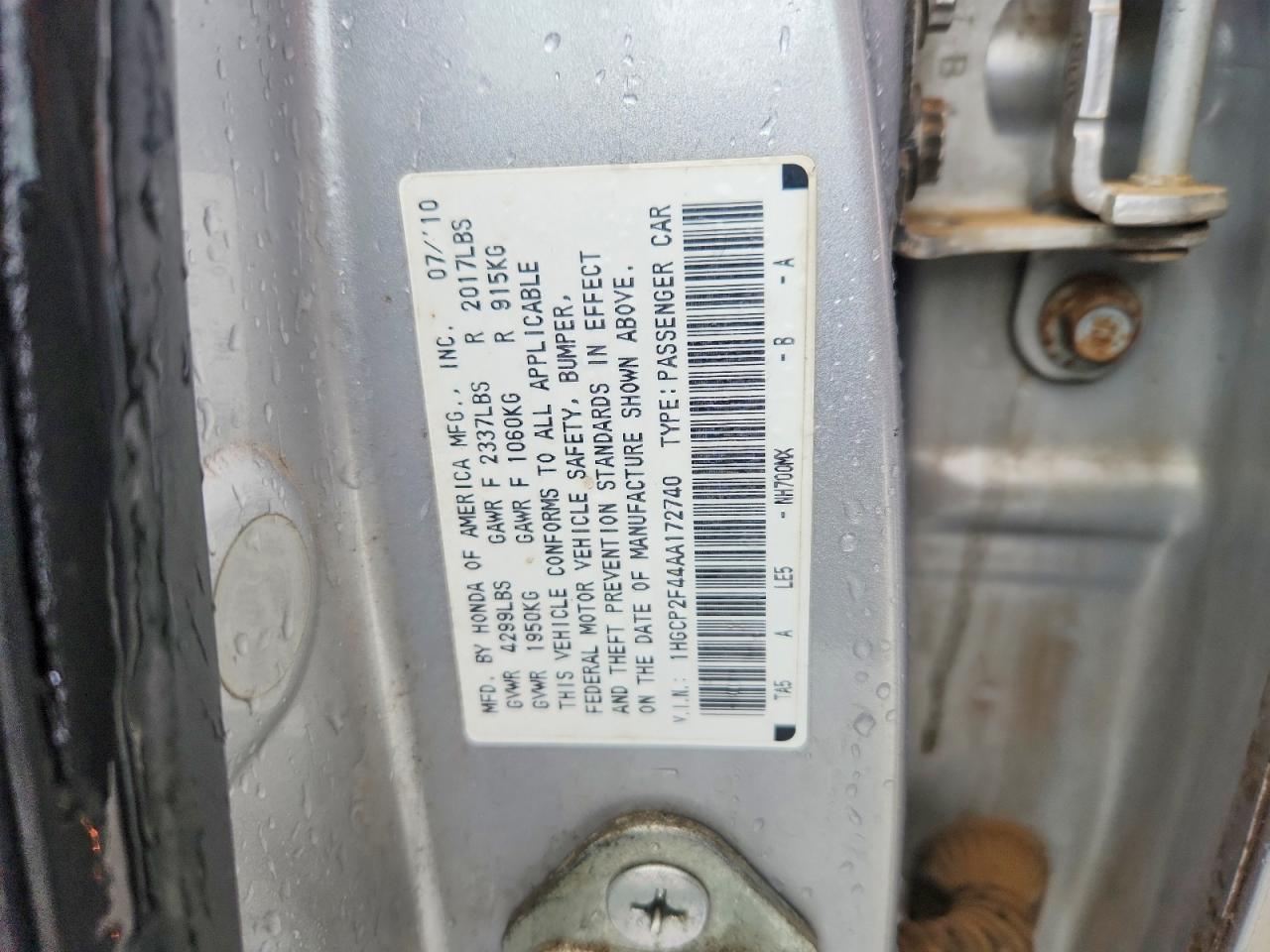 2010 Honda Accord Lxp Silver vin: 1HGCP2F44AA172740