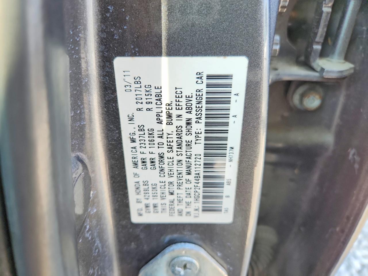 2011 Honda Accord Lxp Gray vin: 1HGCP2F44BA112720