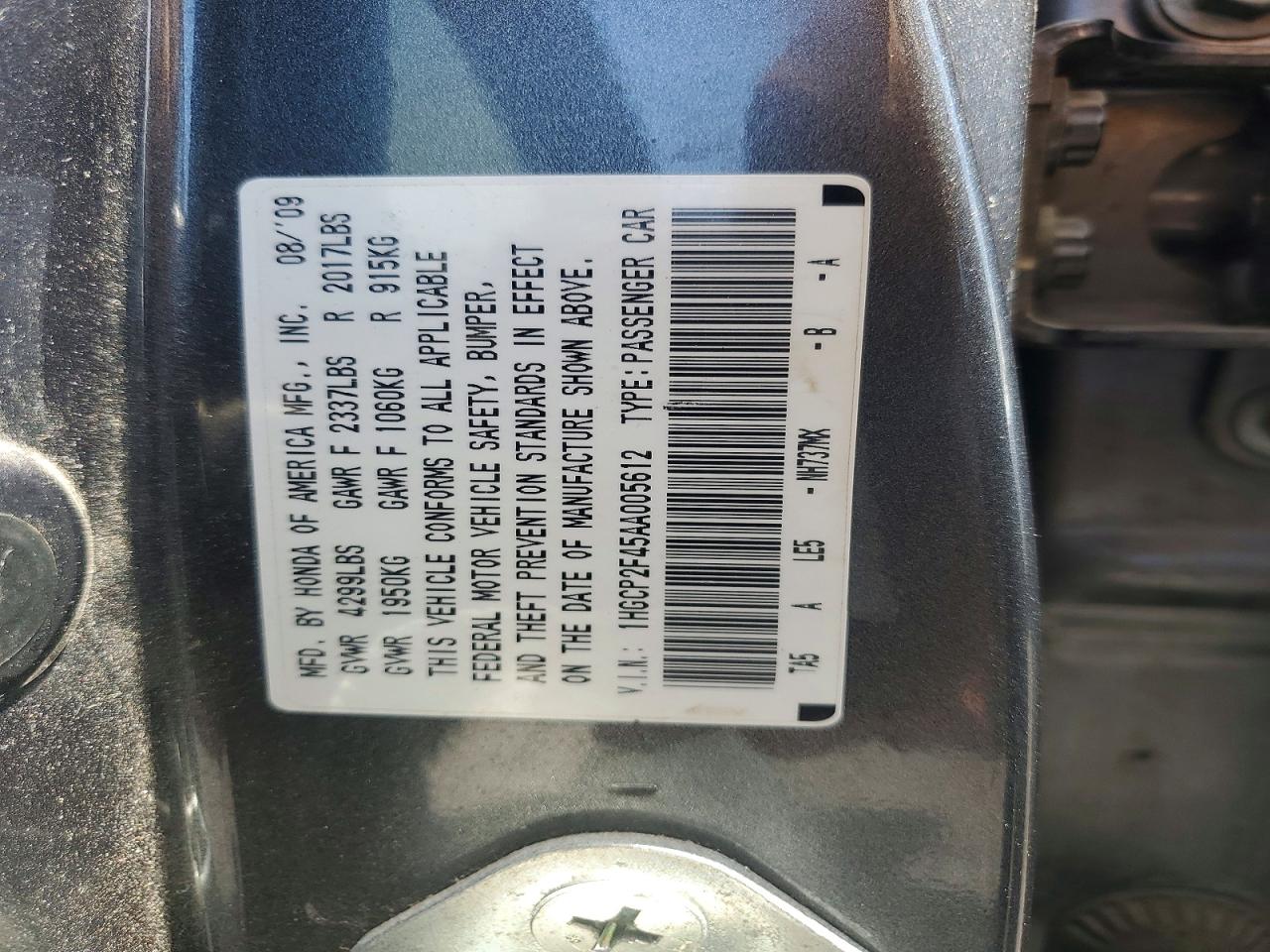 2010 Honda Accord Lxp Gray vin: 1HGCP2F45AA005612