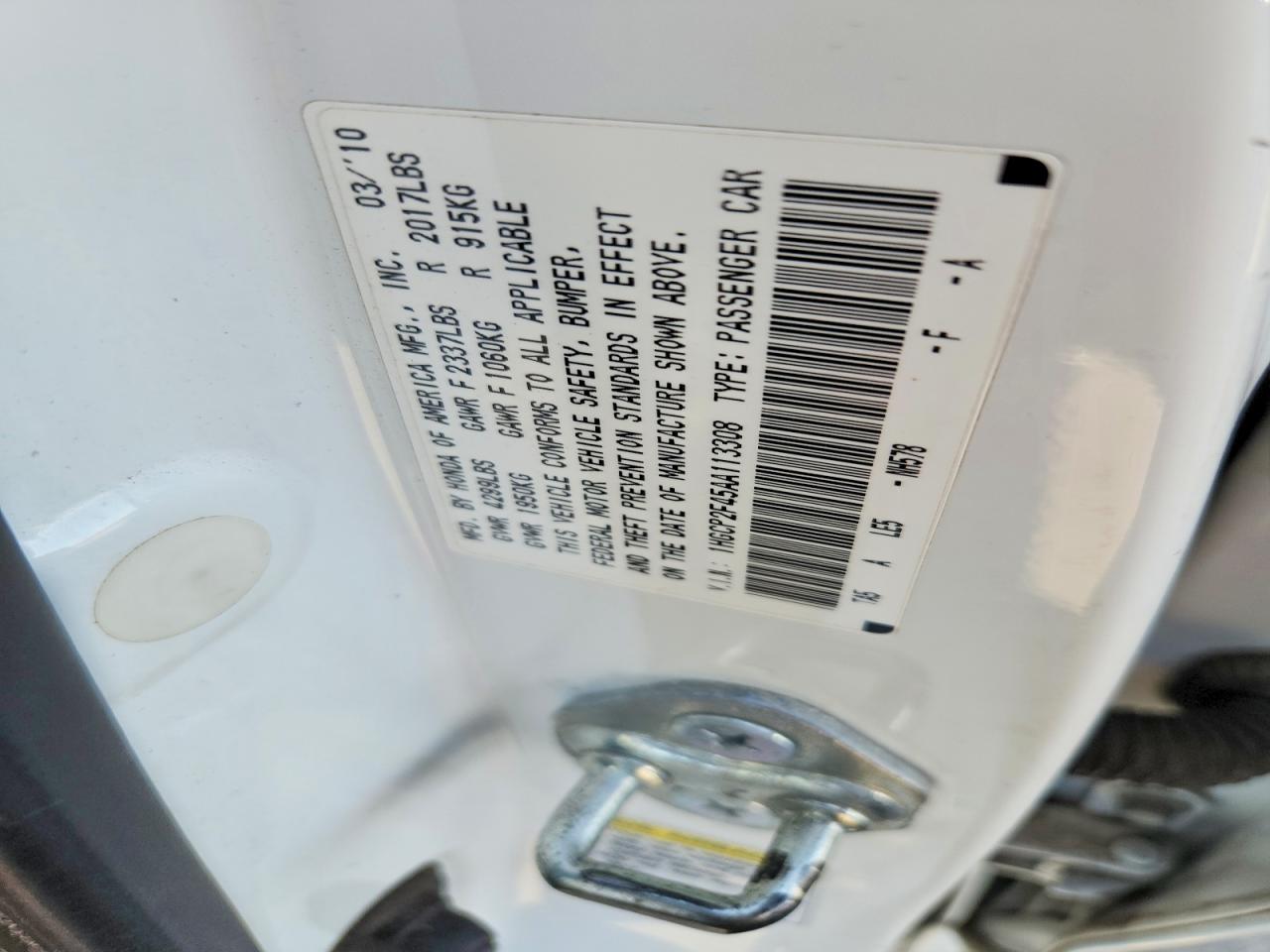 2010 Honda Accord Lxp White vin: 1HGCP2F45AA113308