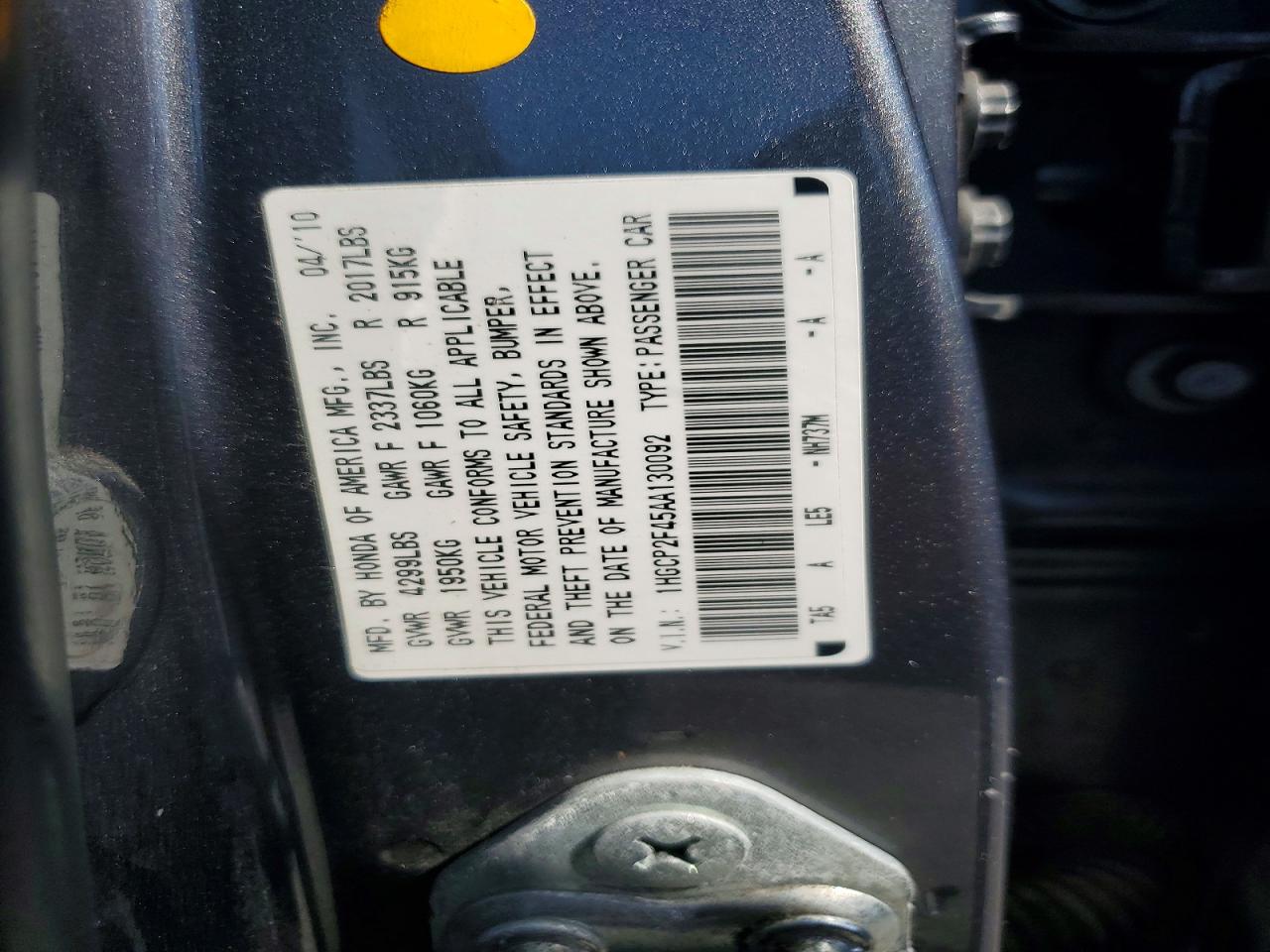 2010 Honda Accord Lxp Gray vin: 1HGCP2F45AA130092
