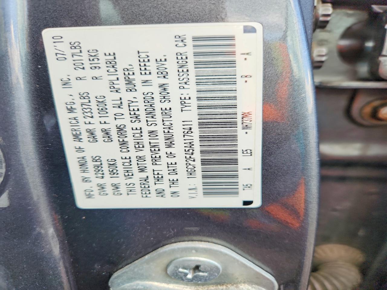 2010 Honda Accord Lxp Gray vin: 1HGCP2F45AA176411