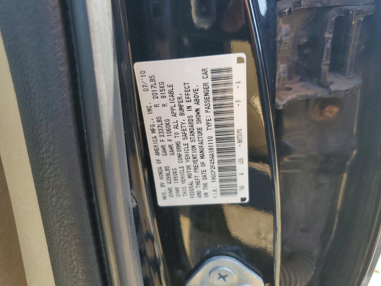 2010 Honda Accord Lxp Black vin: 1HGCP2F45AA181110