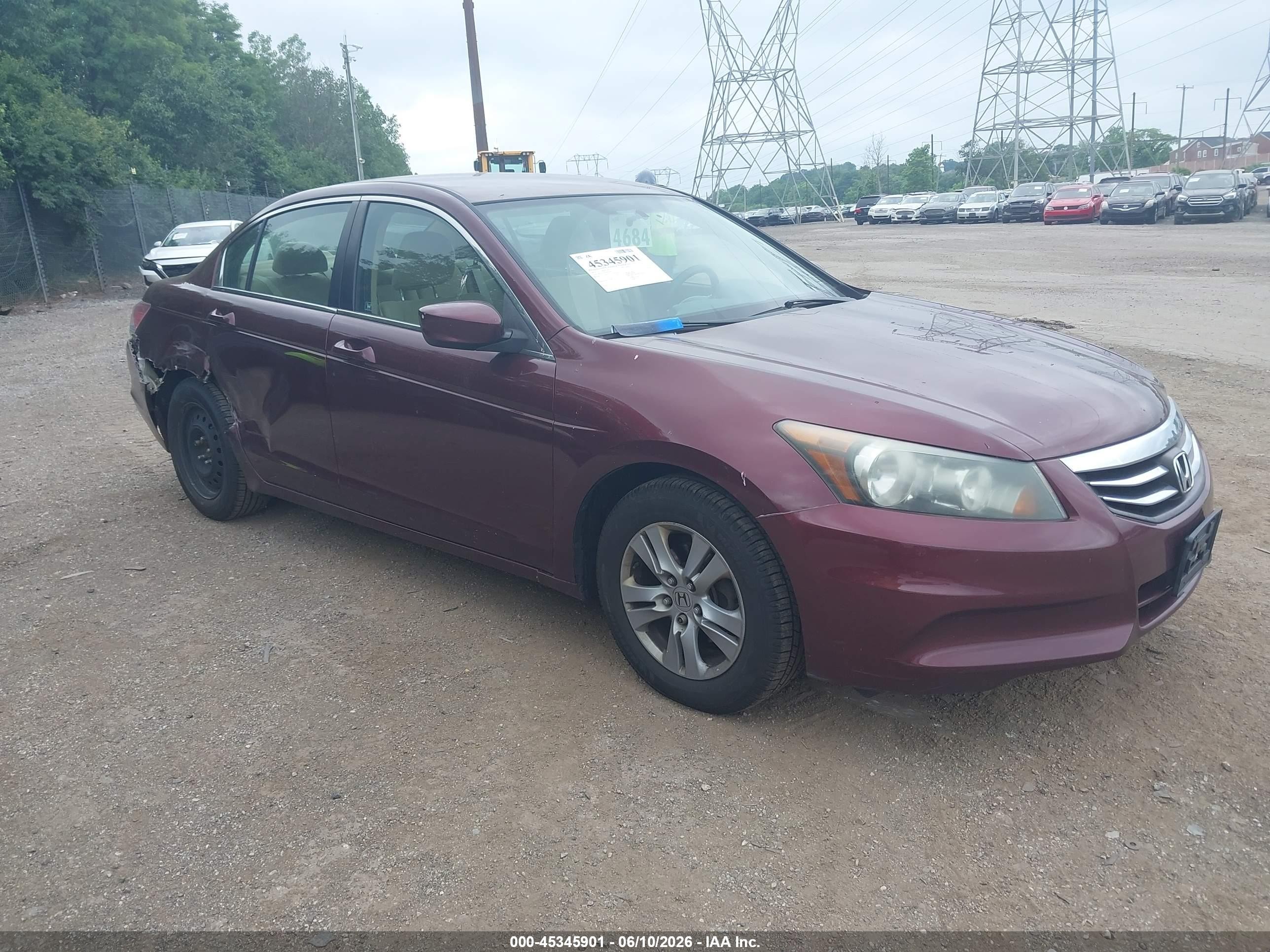 2011 Honda Accord 2.4 Lx-p Burgundy vin: 1HGCP2F45BA035243