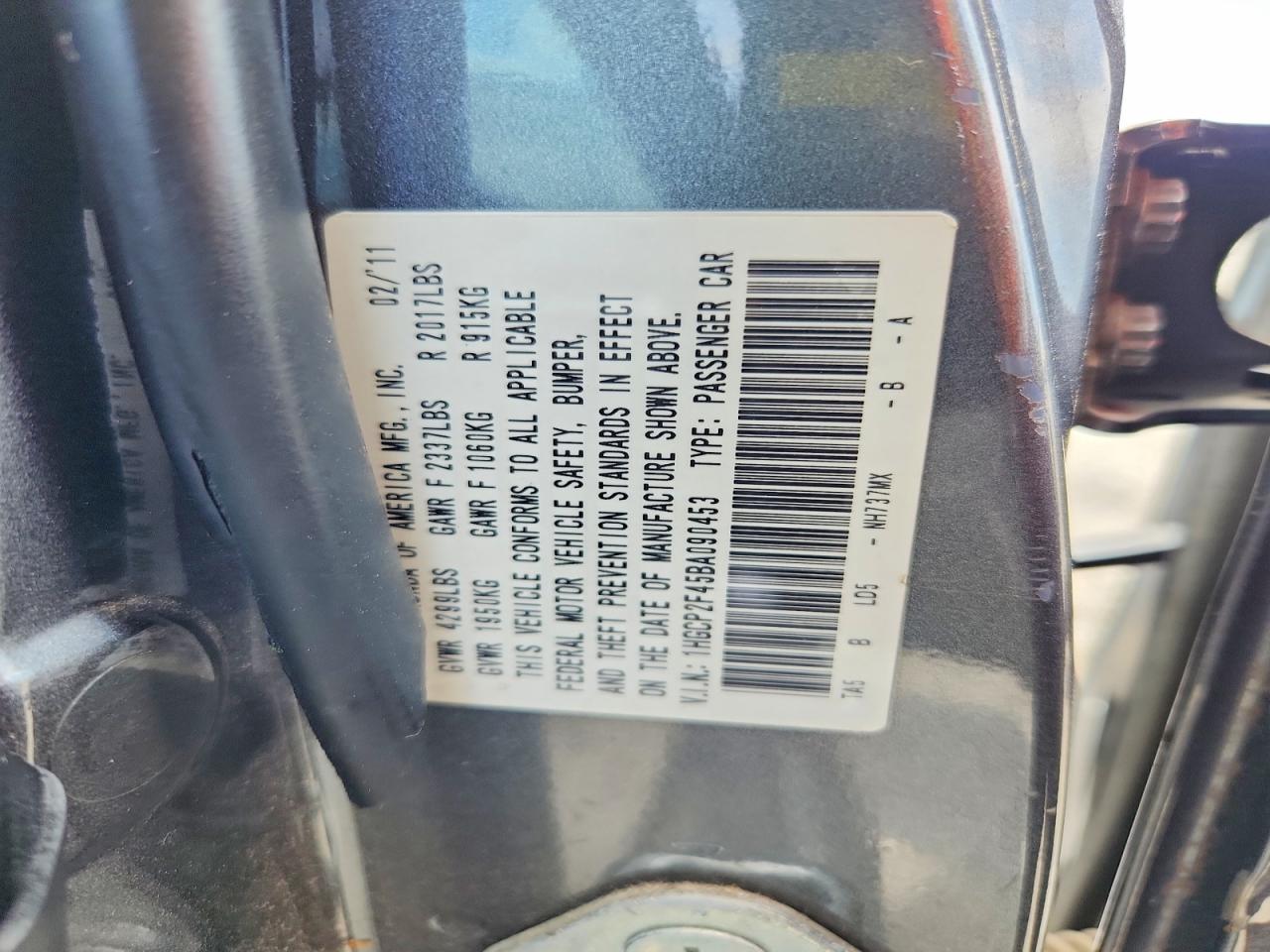 2011 Honda Accord Lxp Gray vin: 1HGCP2F45BA090453