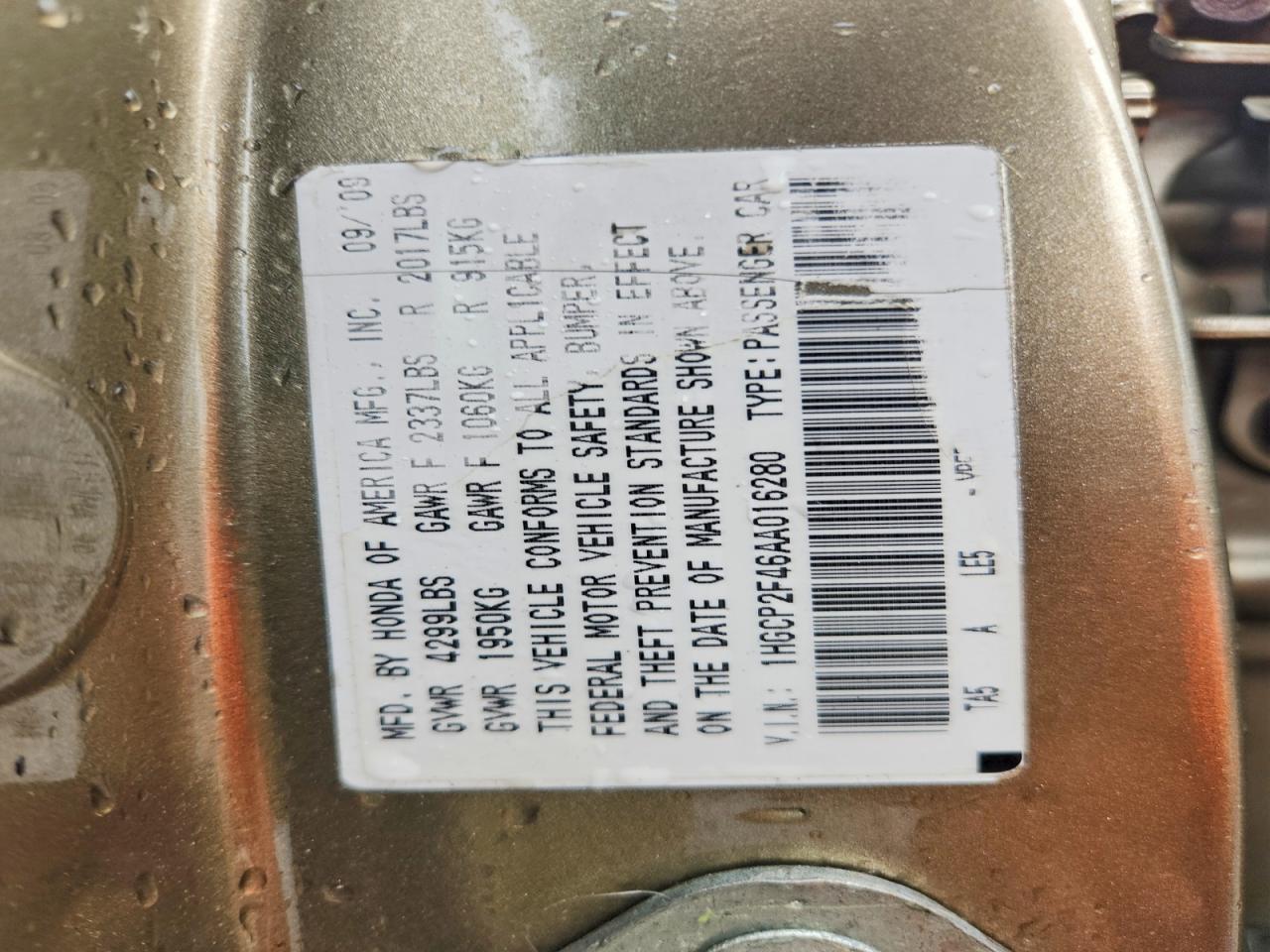 2010 Honda Accord Lxp Золотой vin: 1HGCP2F46AA016280