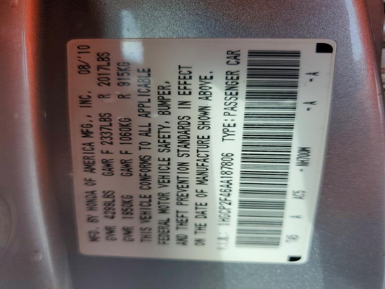 2010 Honda Accord Lxp Silver vin: 1HGCP2F46AA187806