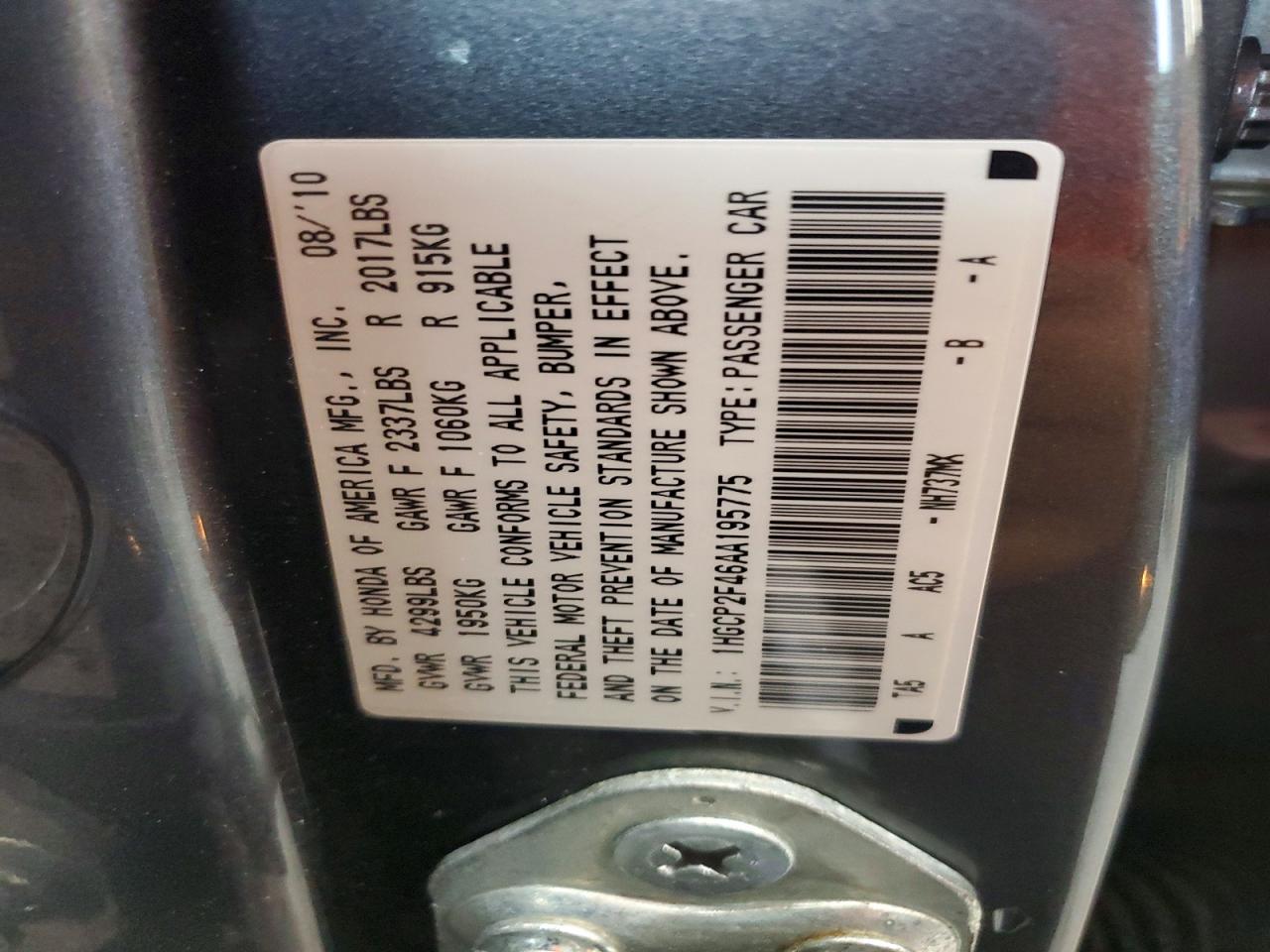 2010 Honda Accord Lxp Blue vin: 1HGCP2F46AA195775