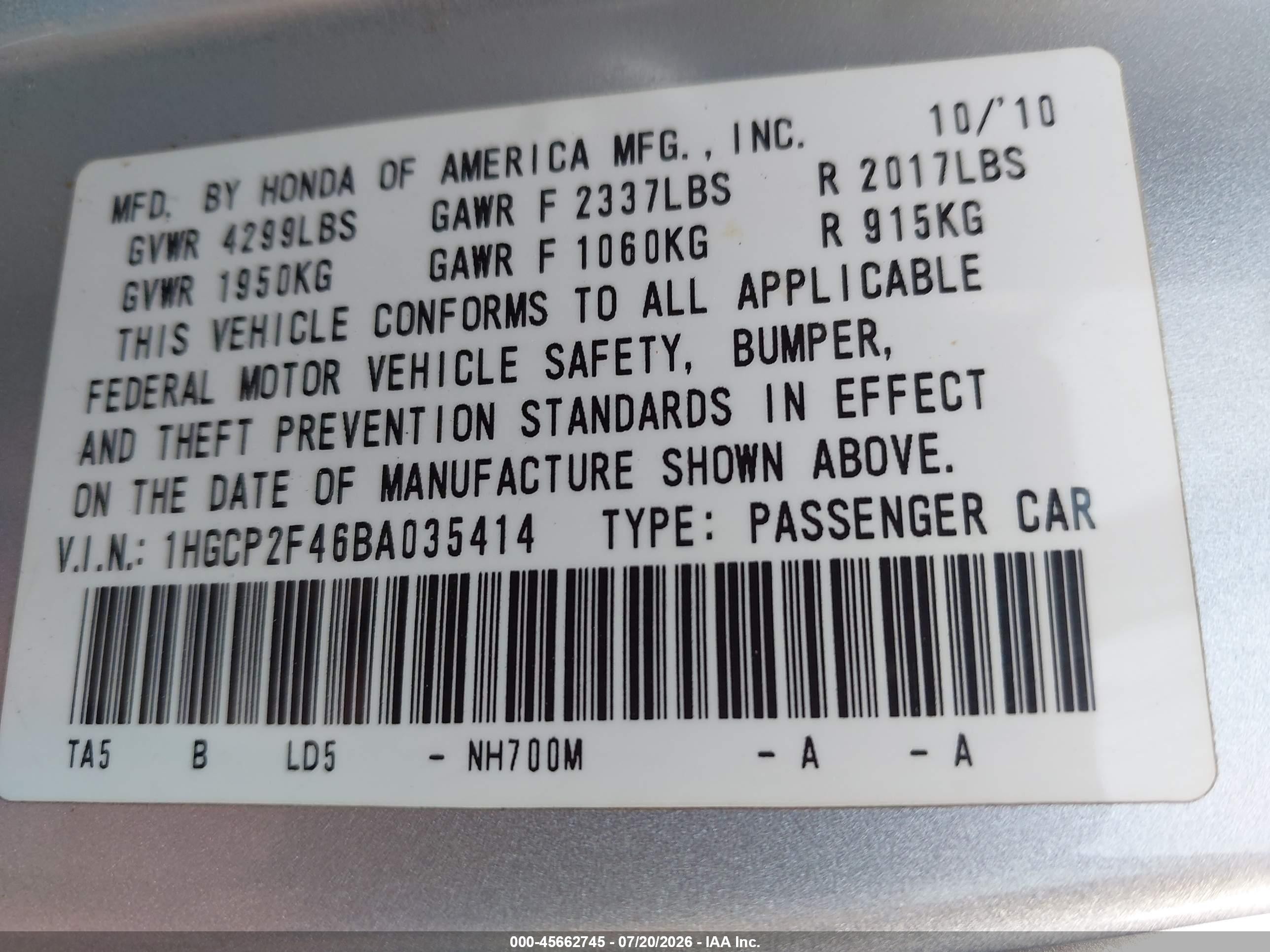 2011 Honda Accord 2.4 Lx-p Silver vin: 1HGCP2F46BA035414