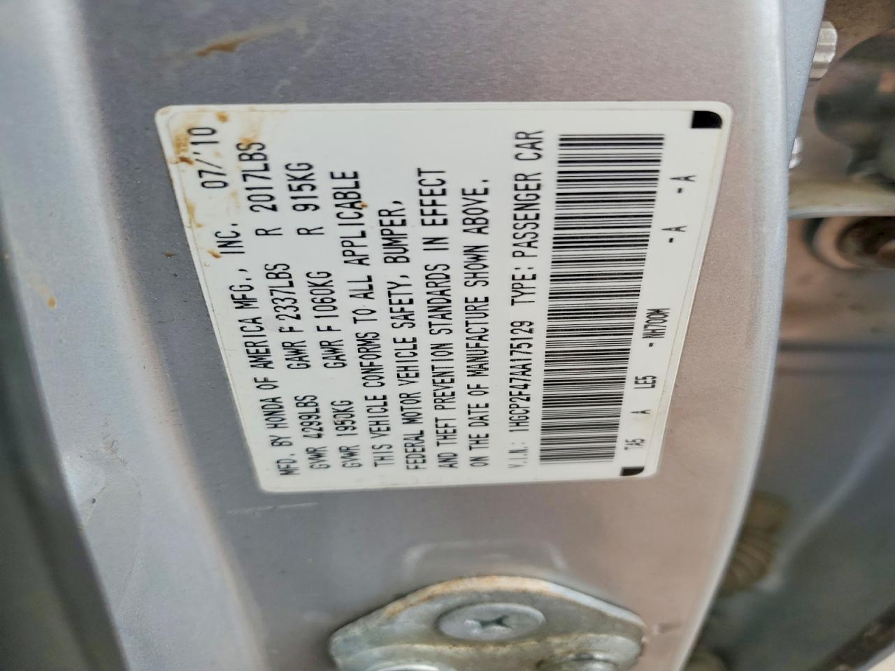 2010 Honda Accord Lxp Silver vin: 1HGCP2F47AA175129