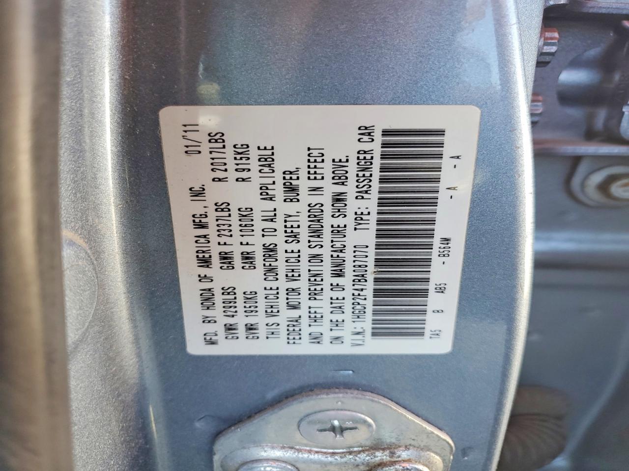 2011 Honda Accord Lxp Blue vin: 1HGCP2F47BA087070