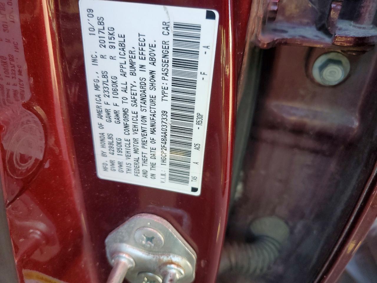 2010 Honda Accord Lxp Красный vin: 1HGCP2F48AA037339