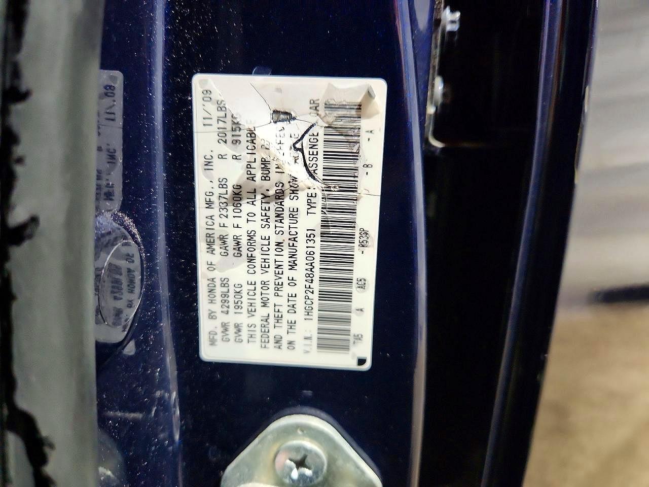 2010 Honda Accord Lxp Blue vin: 1HGCP2F48AA061351