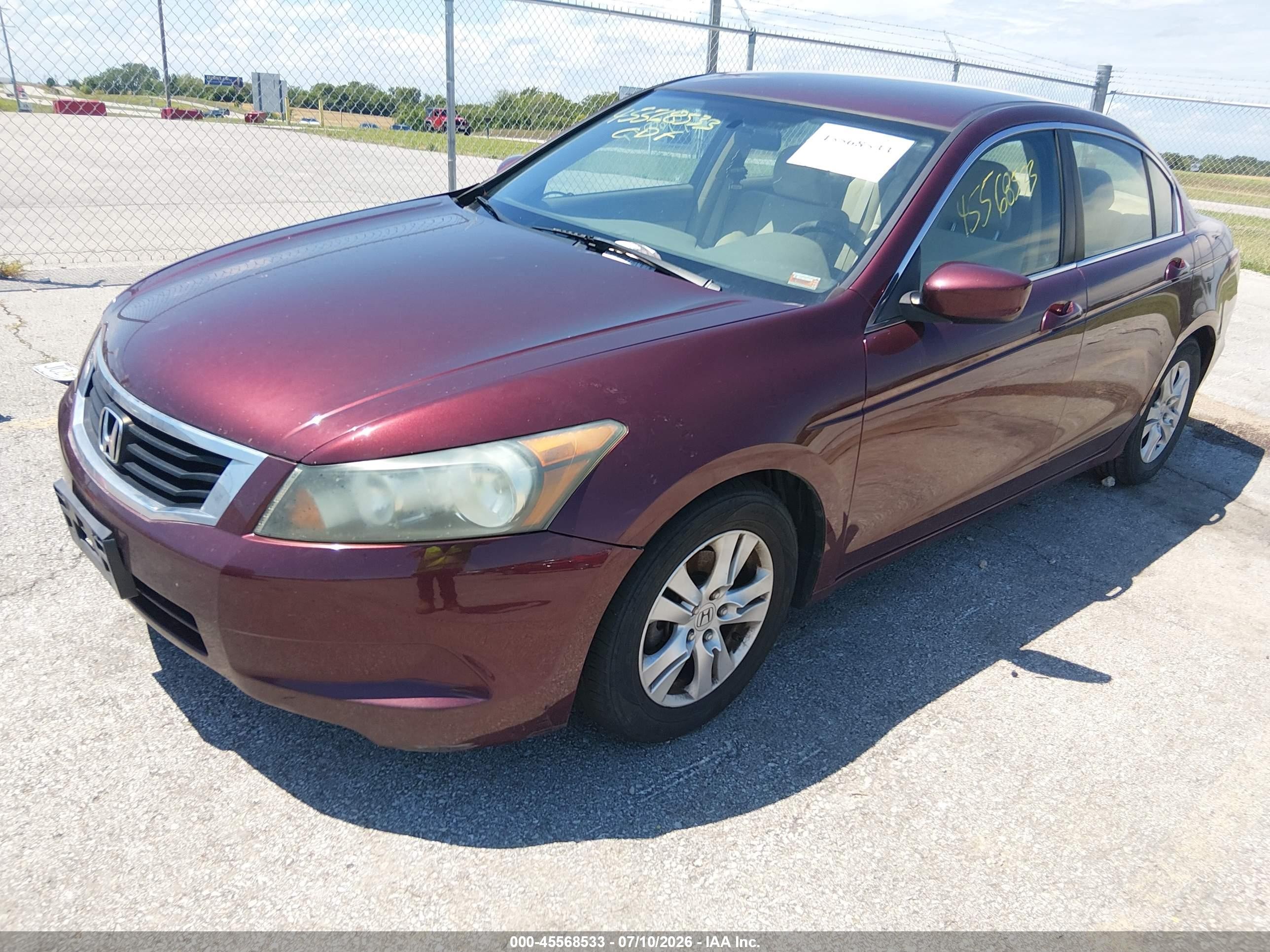 2010 Honda Accord 2.4 Lx-p Burgundy vin: 1HGCP2F48AA113030