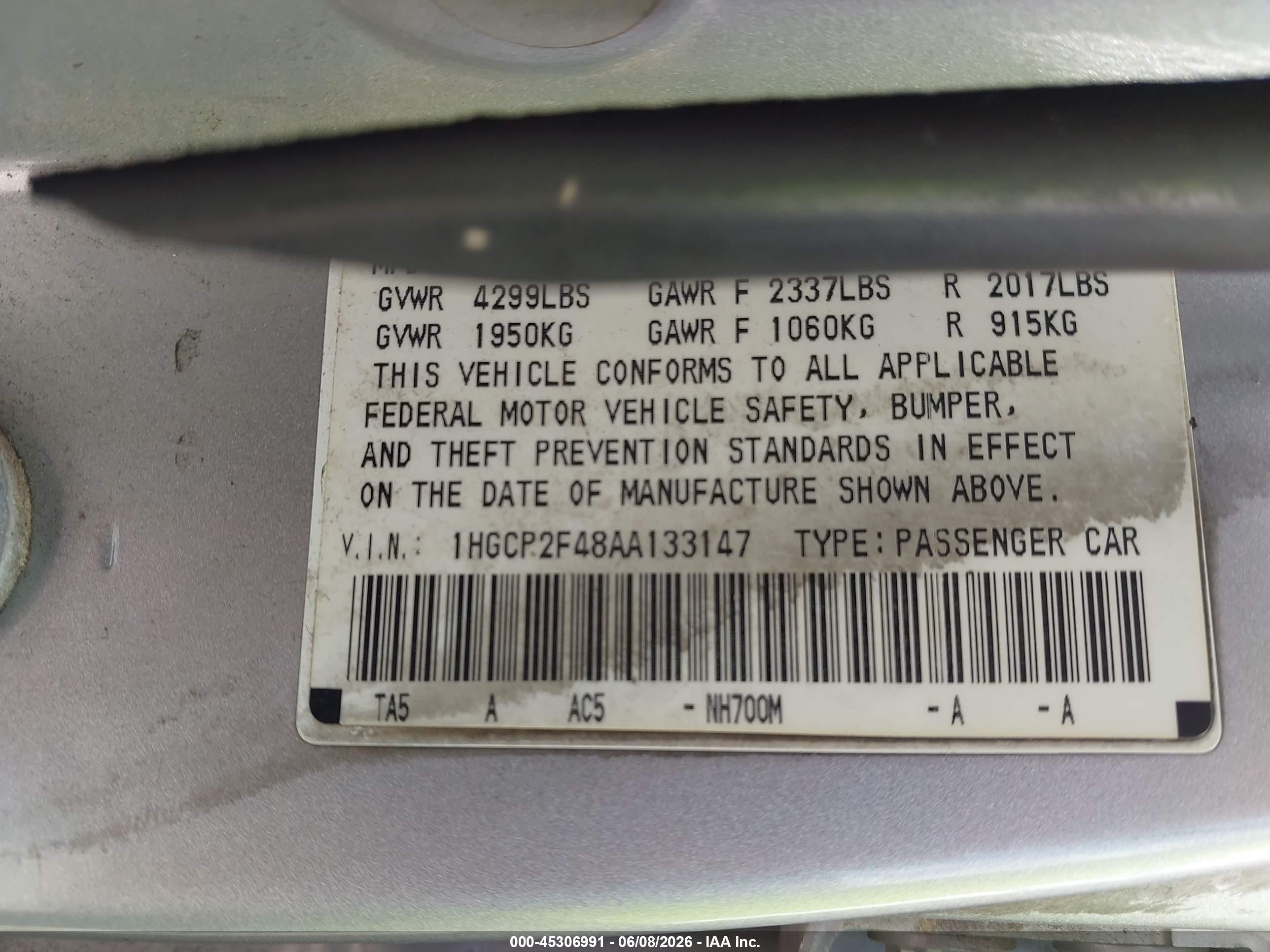 2010 Honda Accord 2.4 Lx-p Silver vin: 1HGCP2F48AA133147