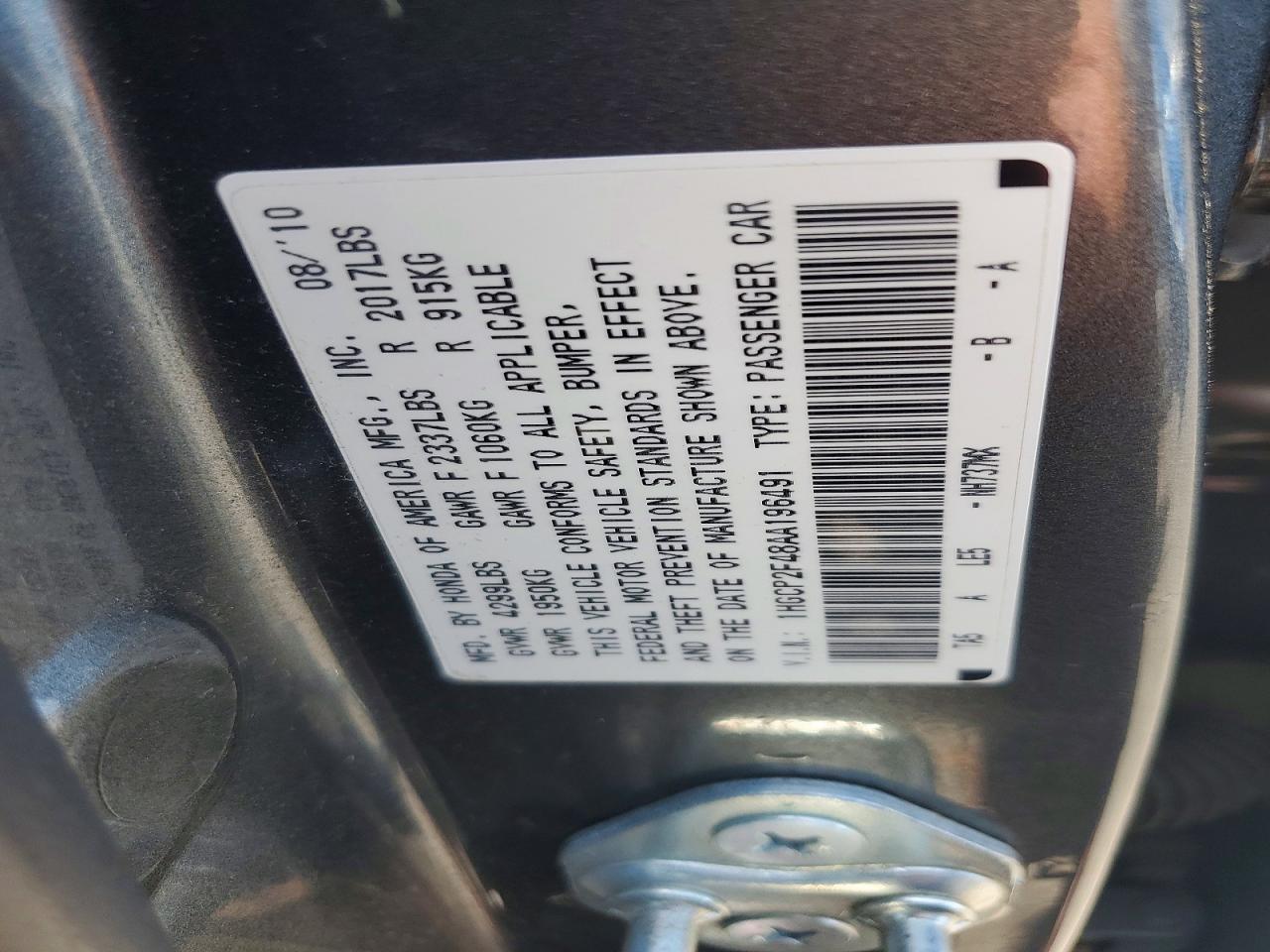 2010 Honda Accord Lxp Gray vin: 1HGCP2F48AA196491
