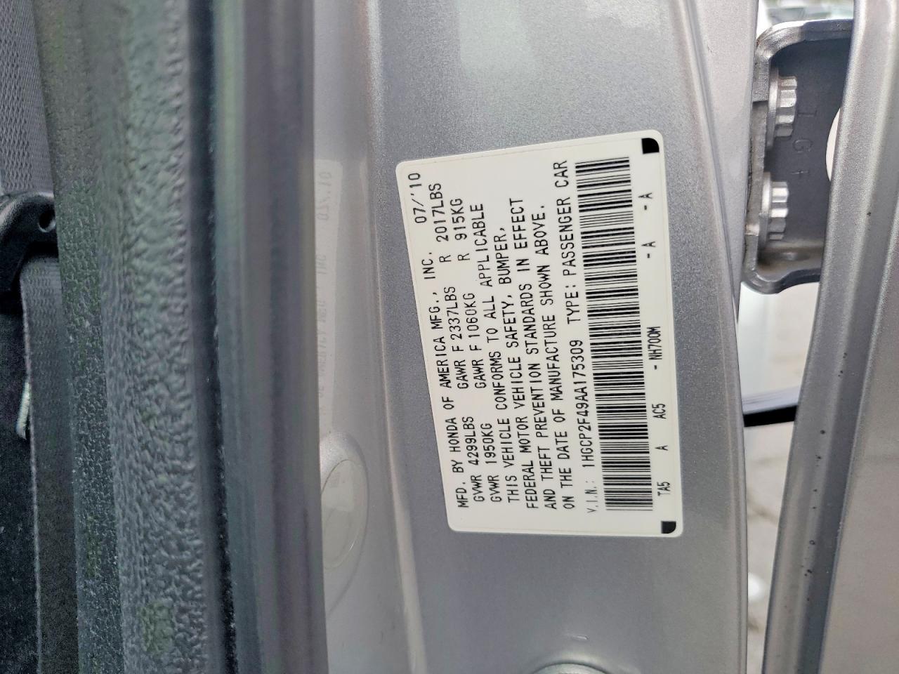2010 Honda Accord Lxp Silver vin: 1HGCP2F49AA175309