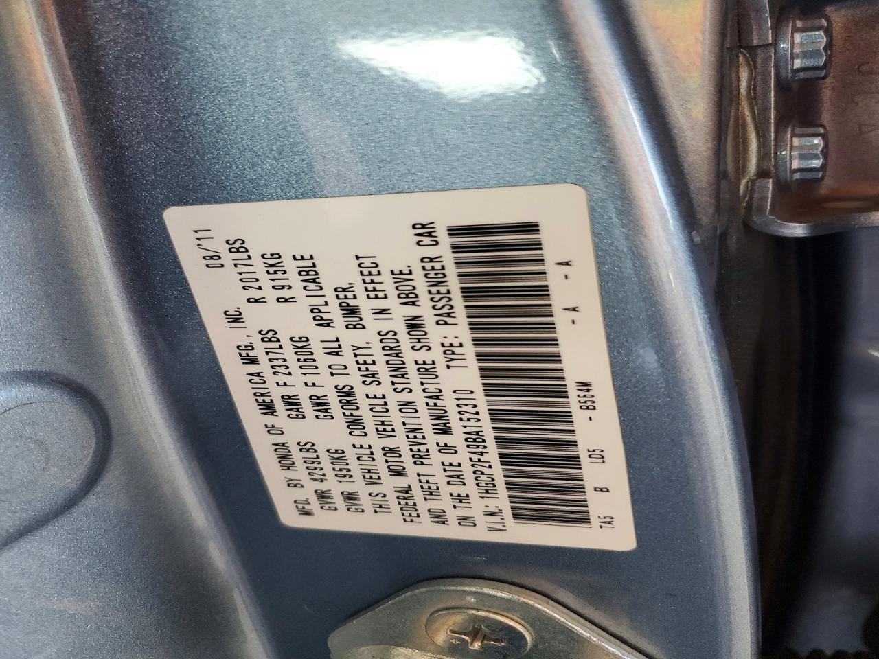 2011 Honda Accord Lxp Silver vin: 1HGCP2F49BA152310