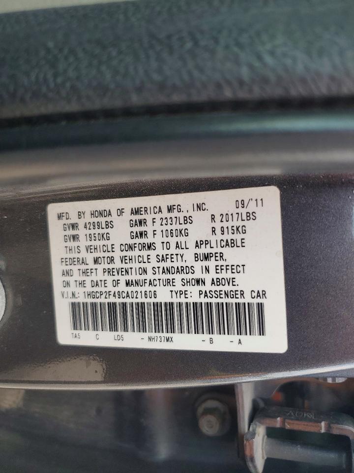 2012 Honda Accord Lxp Gray vin: 1HGCP2F49CA021606