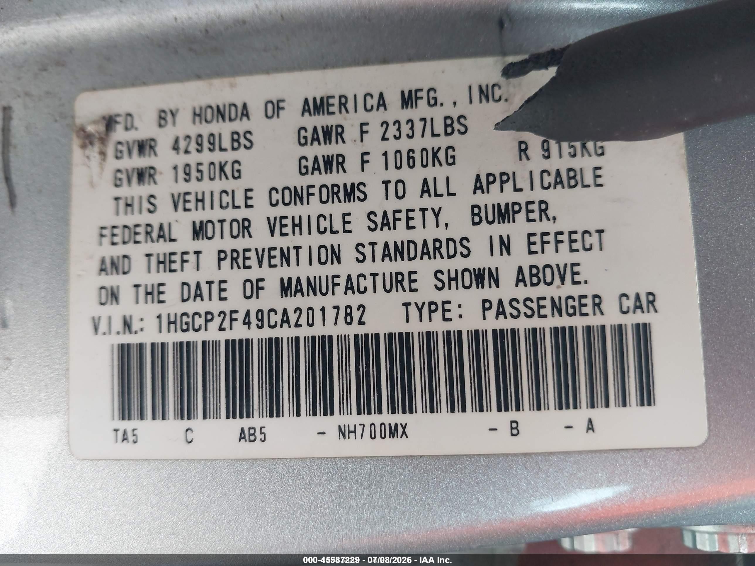 2012 Honda Accord 2.4 Lx-p Silver vin: 1HGCP2F49CA201782