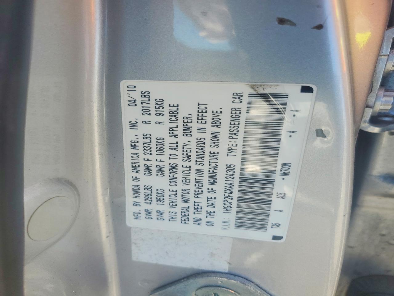 2010 Honda Accord Lxp Silver vin: 1HGCP2F4XAA124305