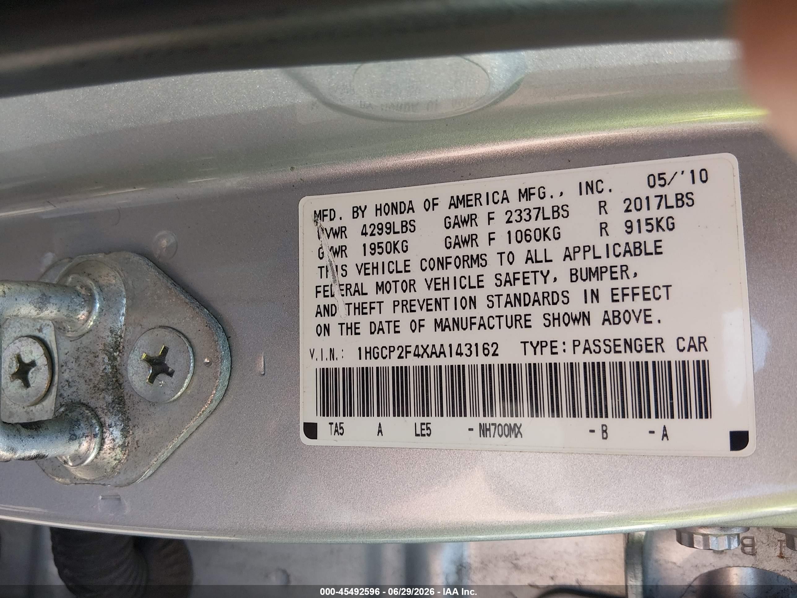 2010 Honda Accord 2.4 Lx-p Silver vin: 1HGCP2F4XAA143162