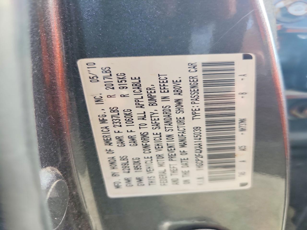 2010 Honda Accord Lxp Gray vin: 1HGCP2F4XAA145039