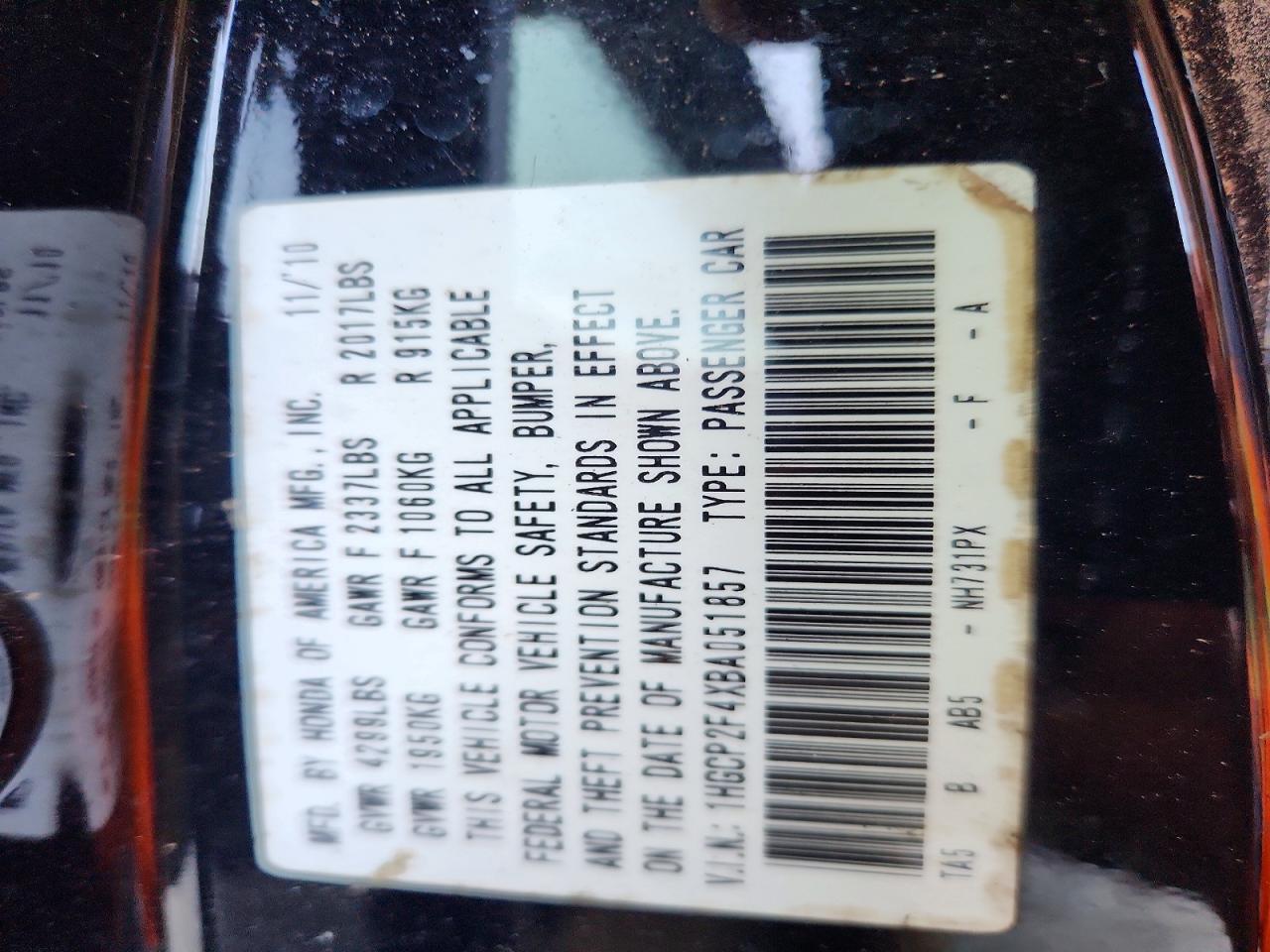 2011 Honda Accord Lxp Black vin: 1HGCP2F4XBA051857
