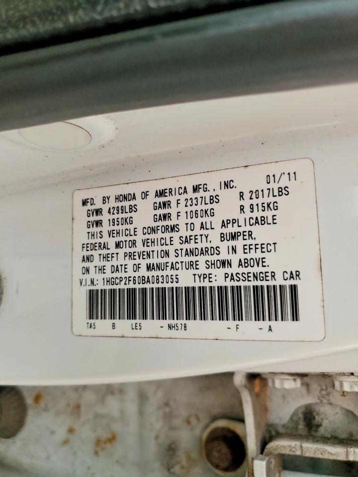 2011 Honda Accord Se White vin: 1HGCP2F60BA083055