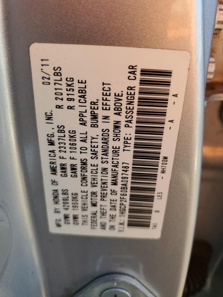 2011 Honda Accord Se Silver vin: 1HGCP2F60BA097487