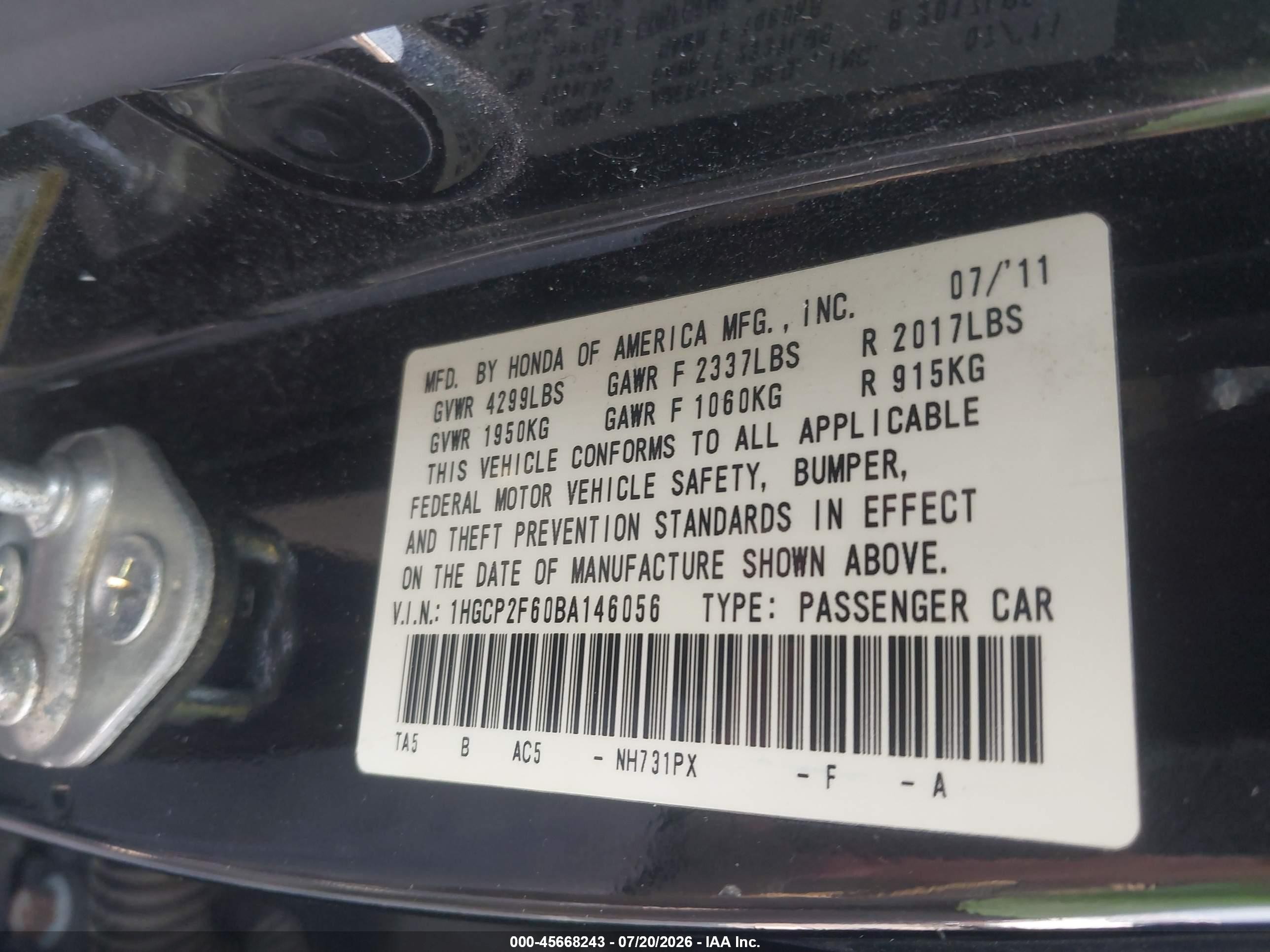 2011 Honda Accord 2.4 Se Black vin: 1HGCP2F60BA146056