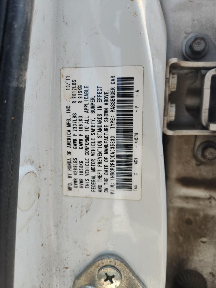 2012 Honda Accord Se White vin: 1HGCP2F60CA035833