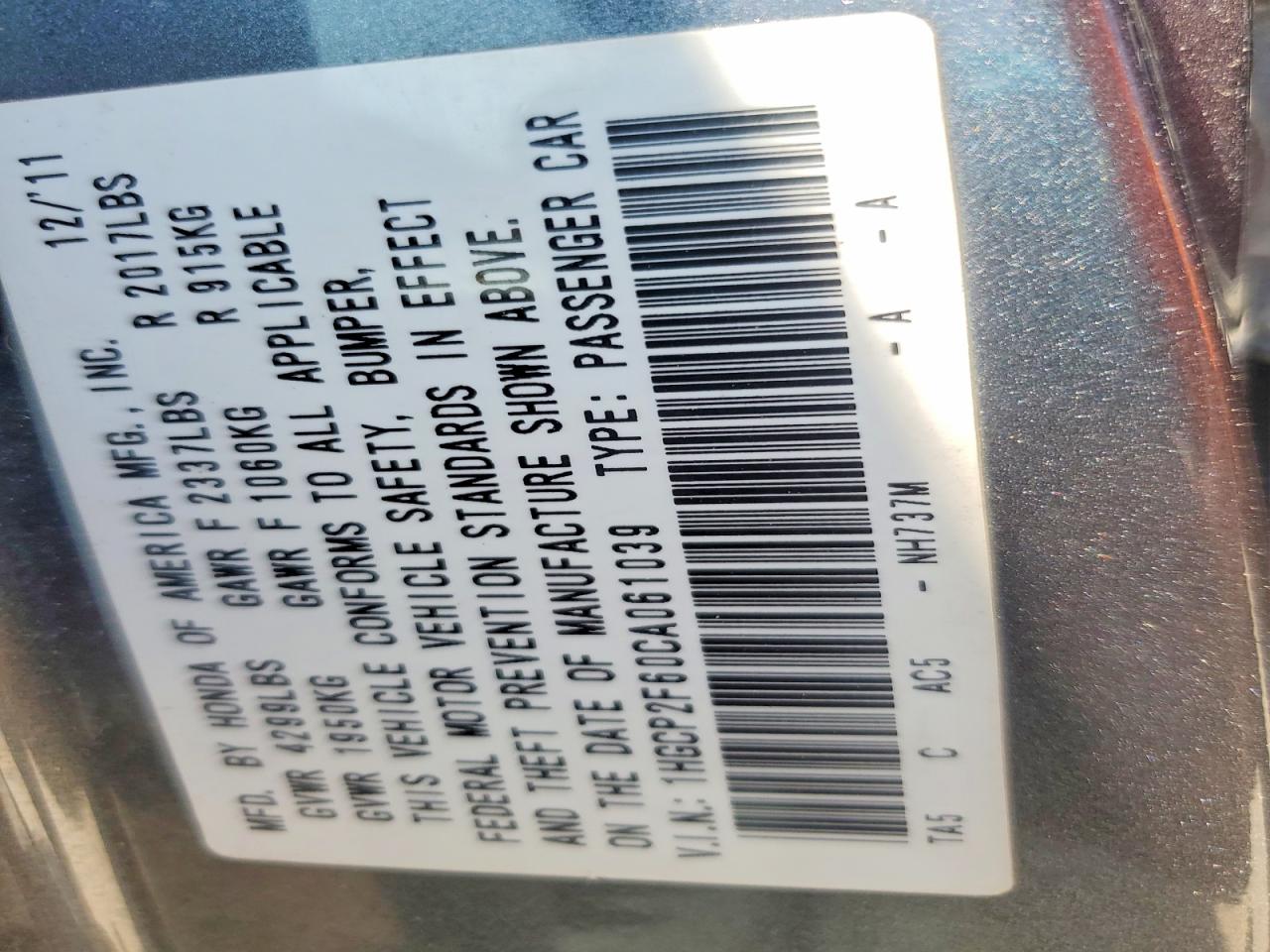 2012 Honda Accord Se Gray vin: 1HGCP2F60CA061039
