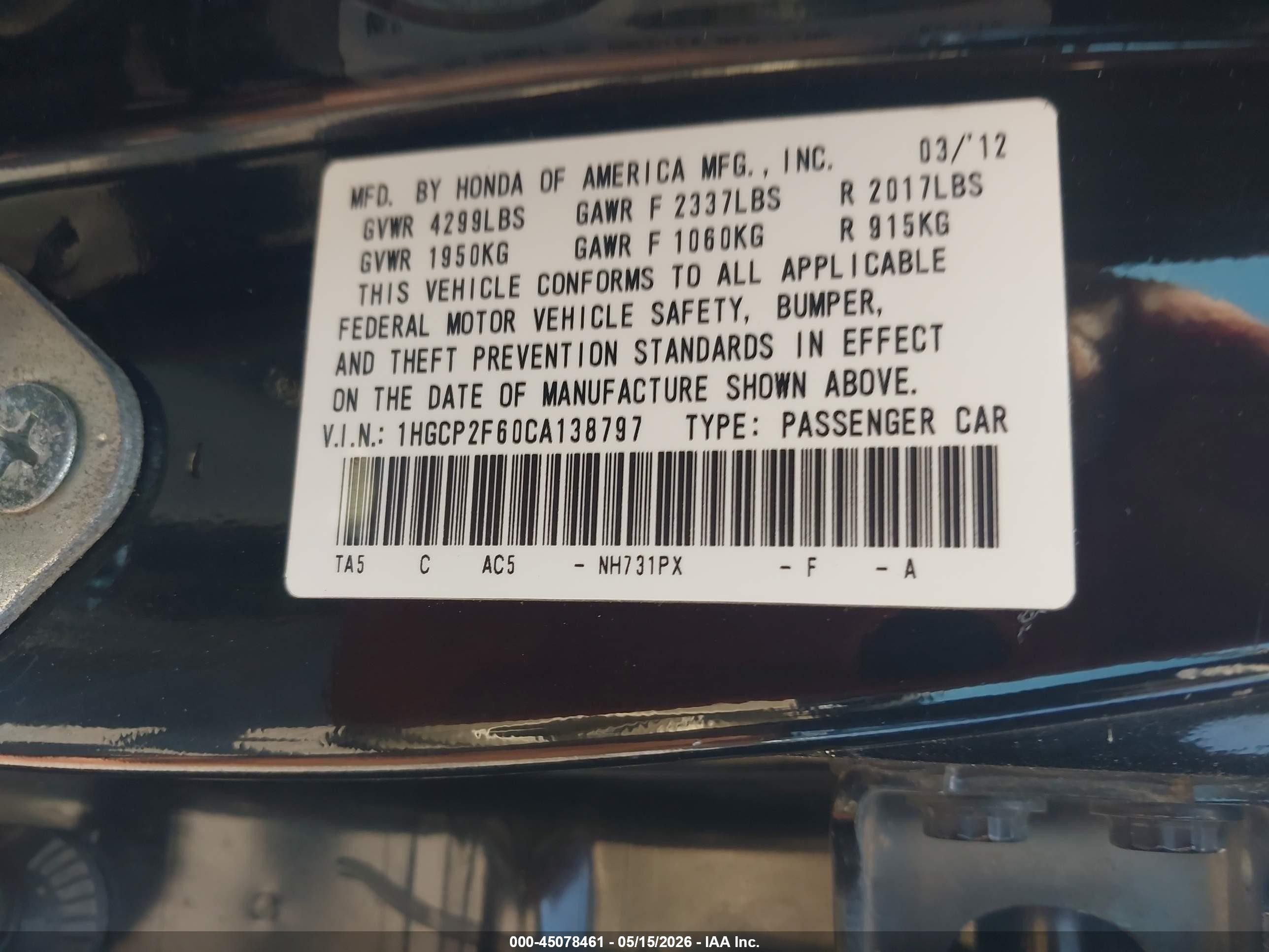 2012 Honda Accord 2.4 Se Black vin: 1HGCP2F60CA138797