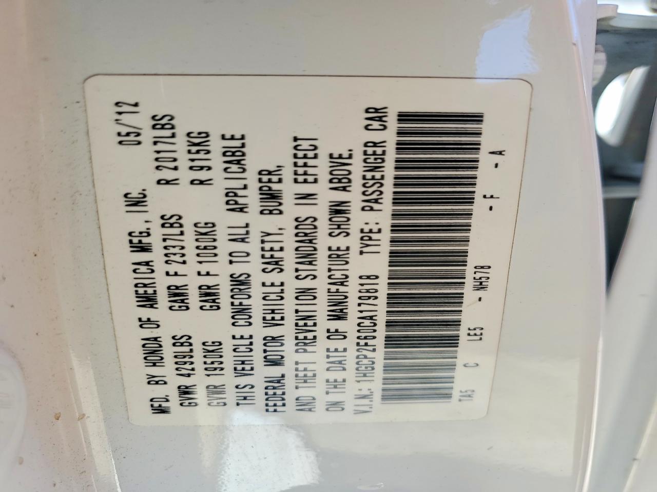2012 Honda Accord Se White vin: 1HGCP2F60CA179818