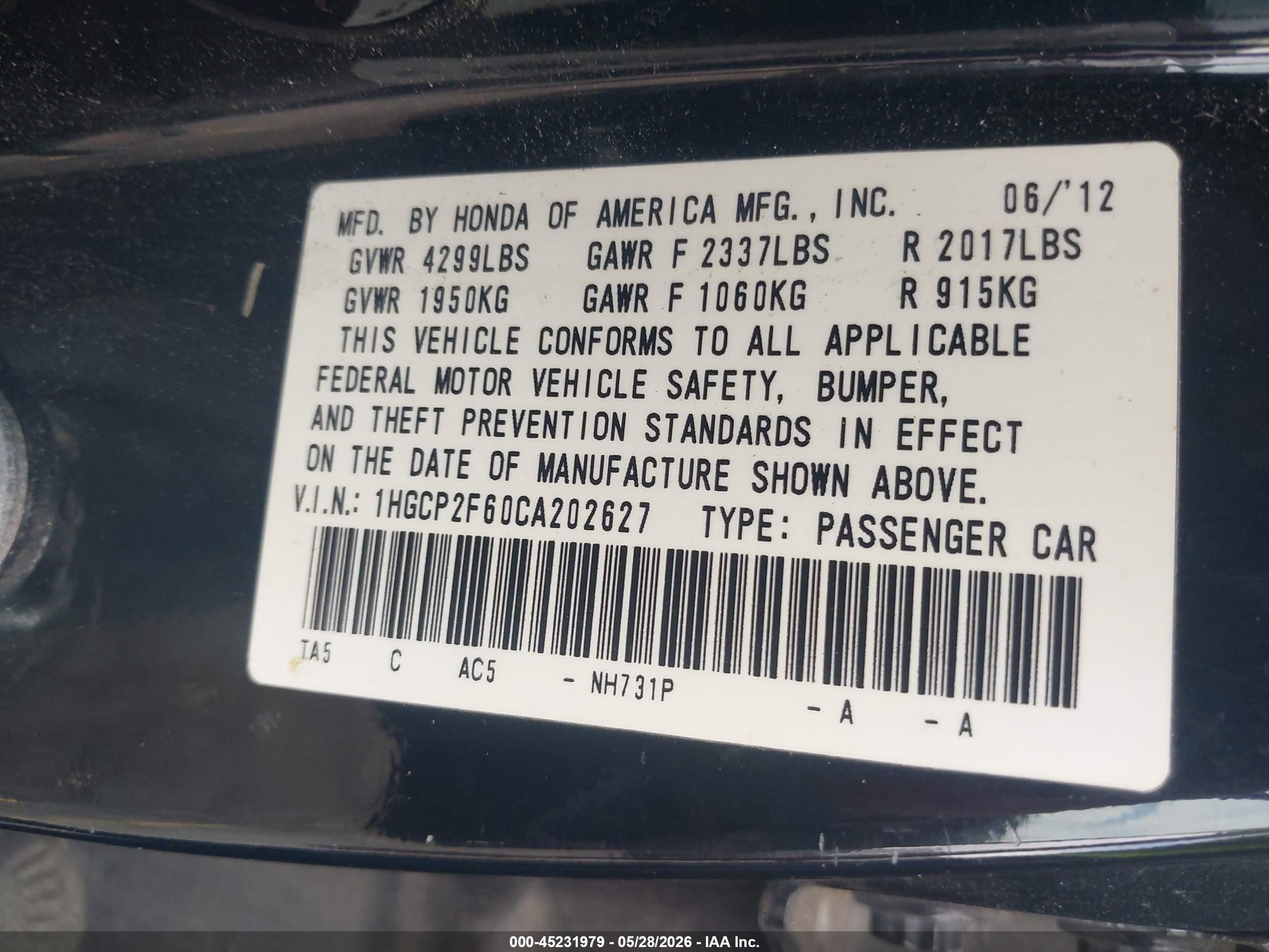 2012 Honda Accord 2.4 Se Black vin: 1HGCP2F60CA202627