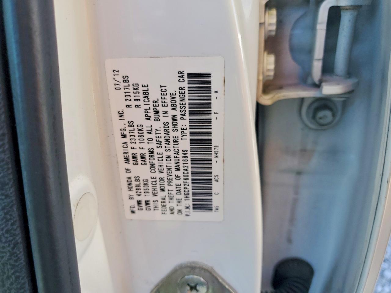 2012 Honda Accord Se White vin: 1HGCP2F60CA216849