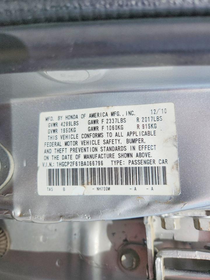 2011 Honda Accord Se Silver vin: 1HGCP2F61BA066796