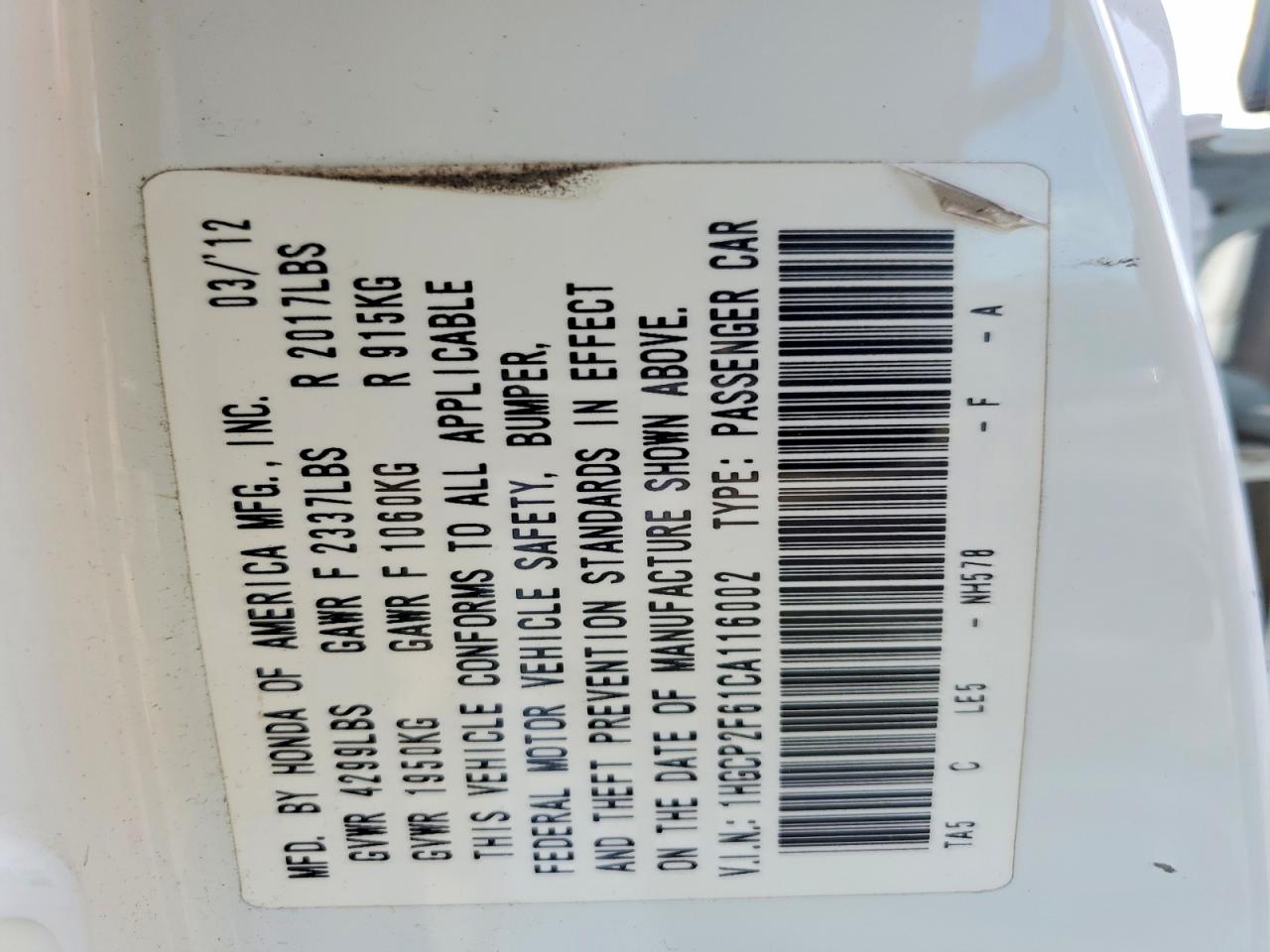 2012 Honda Accord Se White vin: 1HGCP2F61CA116002