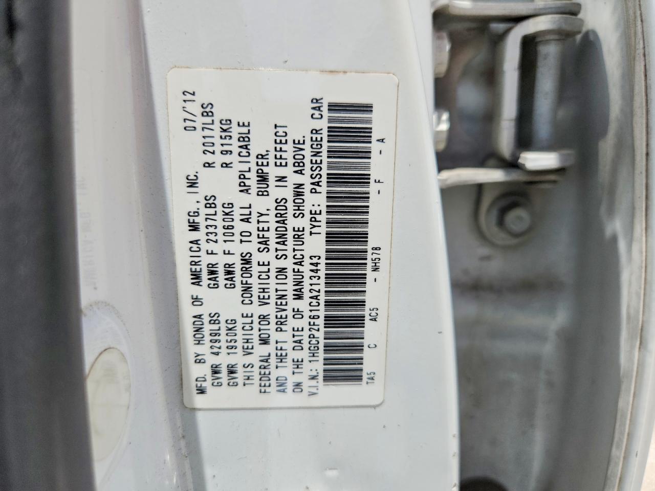 2012 Honda Accord Se White vin: 1HGCP2F61CA213443