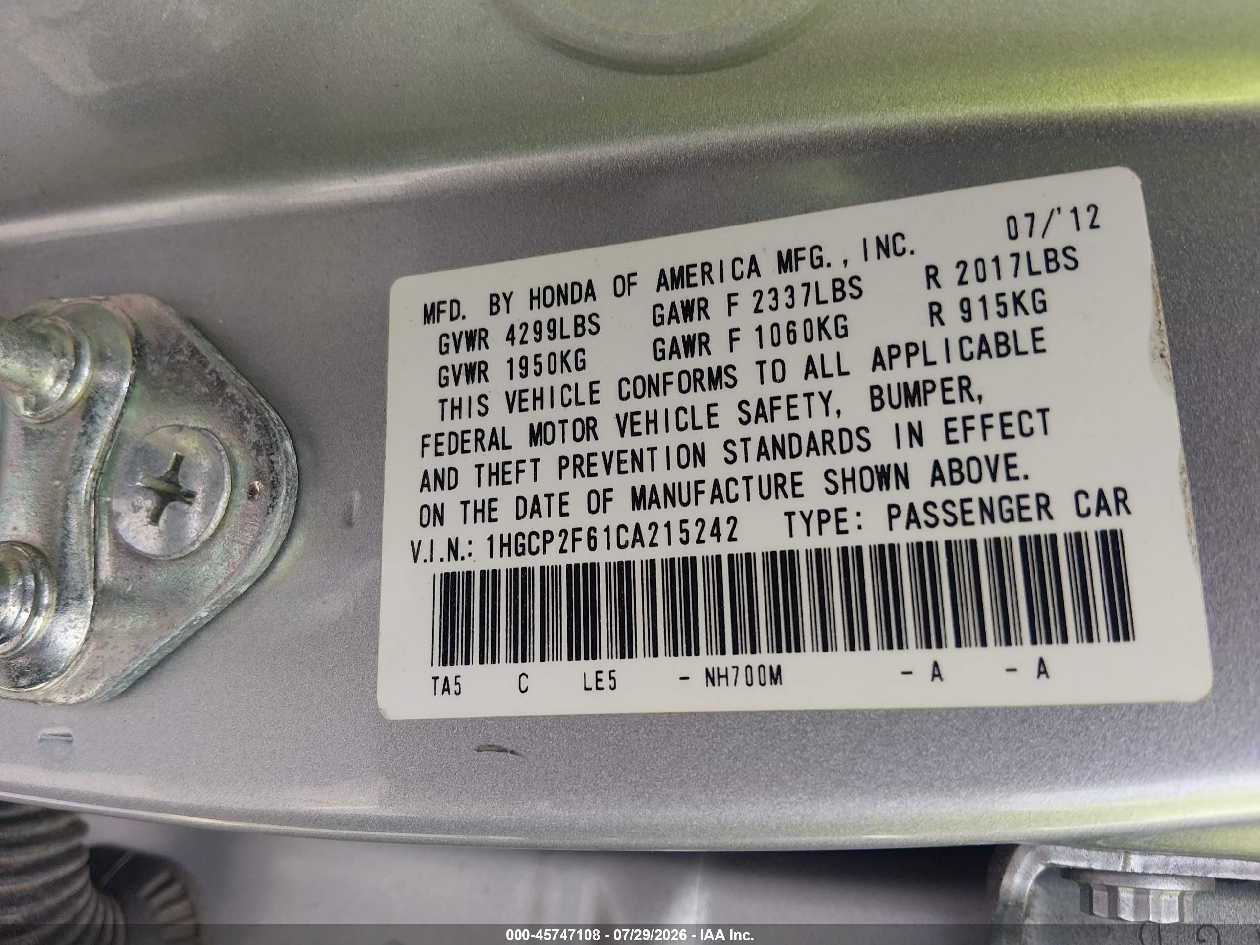 2012 Honda Accord 2.4 Se Серебряный vin: 1HGCP2F61CA215242