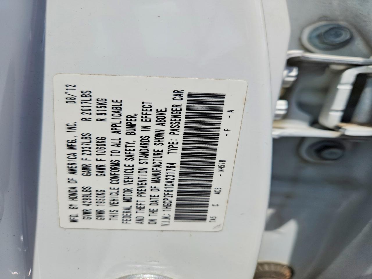 2012 Honda Accord Se White vin: 1HGCP2F61CA231764
