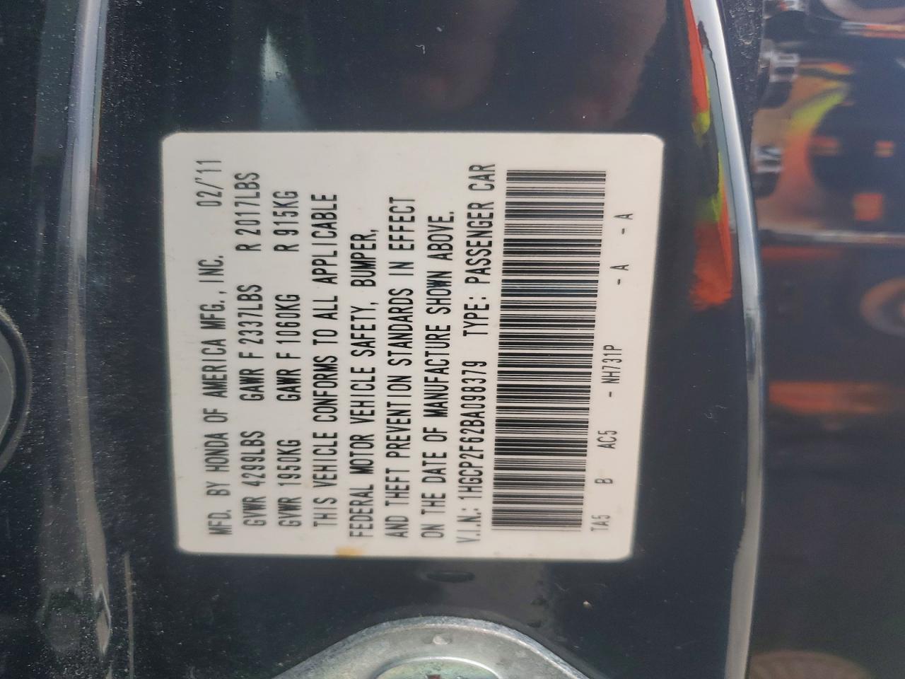 2011 Honda Accord Se Black vin: 1HGCP2F62BA098379