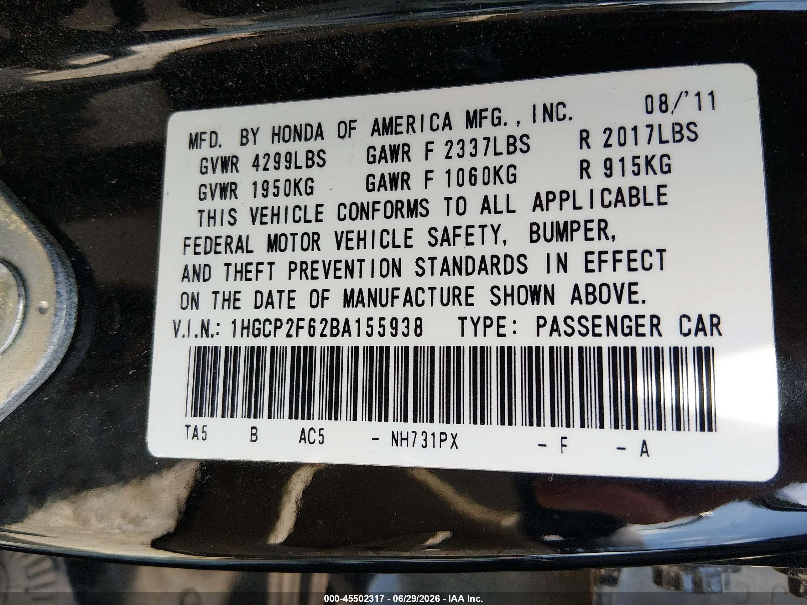 2011 Honda Accord 2.4 Se Black vin: 1HGCP2F62BA155938