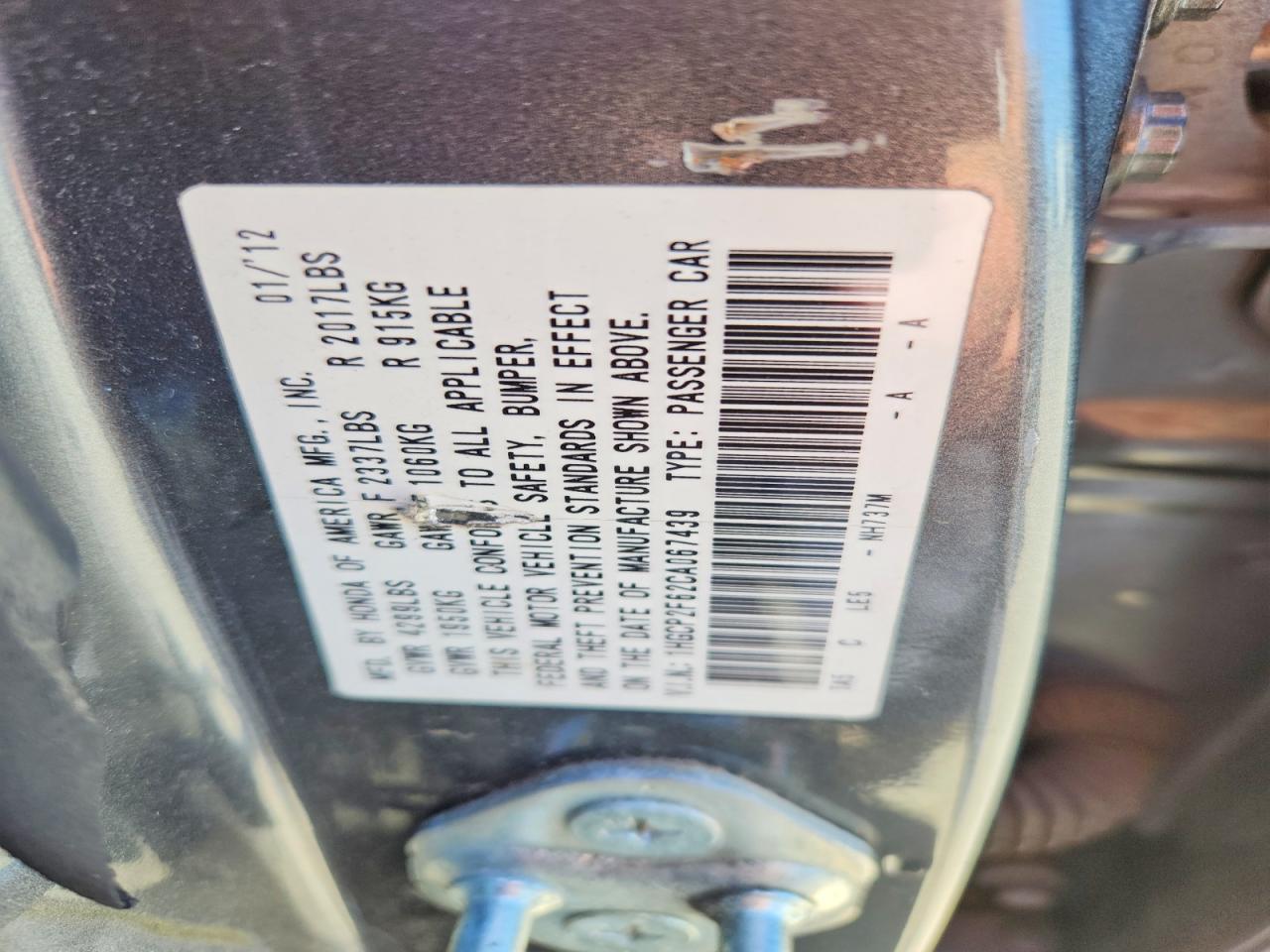 2012 Honda Accord Se Gray vin: 1HGCP2F62CA067439