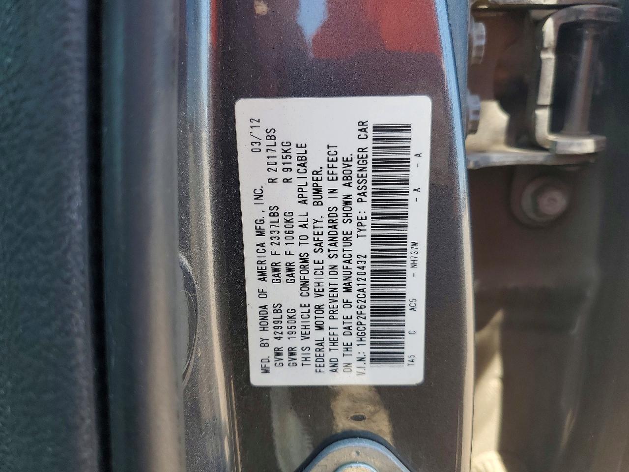 2012 Honda Accord Se Gray vin: 1HGCP2F62CA120432