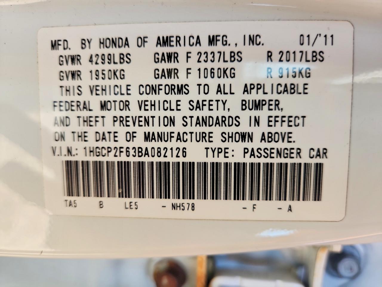 2011 Honda Accord Se White vin: 1HGCP2F63BA082126