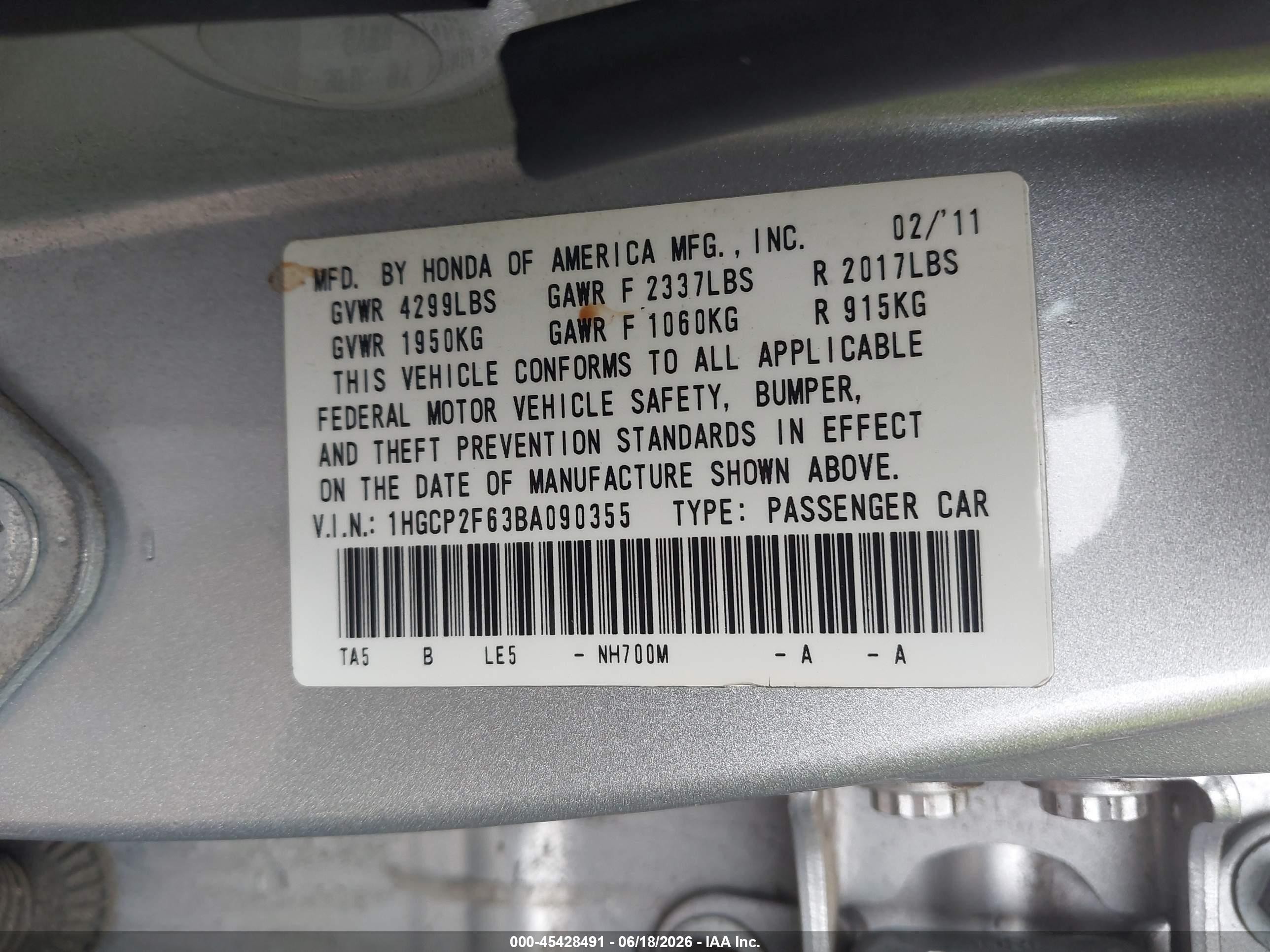 2011 Honda Accord 2.4 Se Silver vin: 1HGCP2F63BA090355