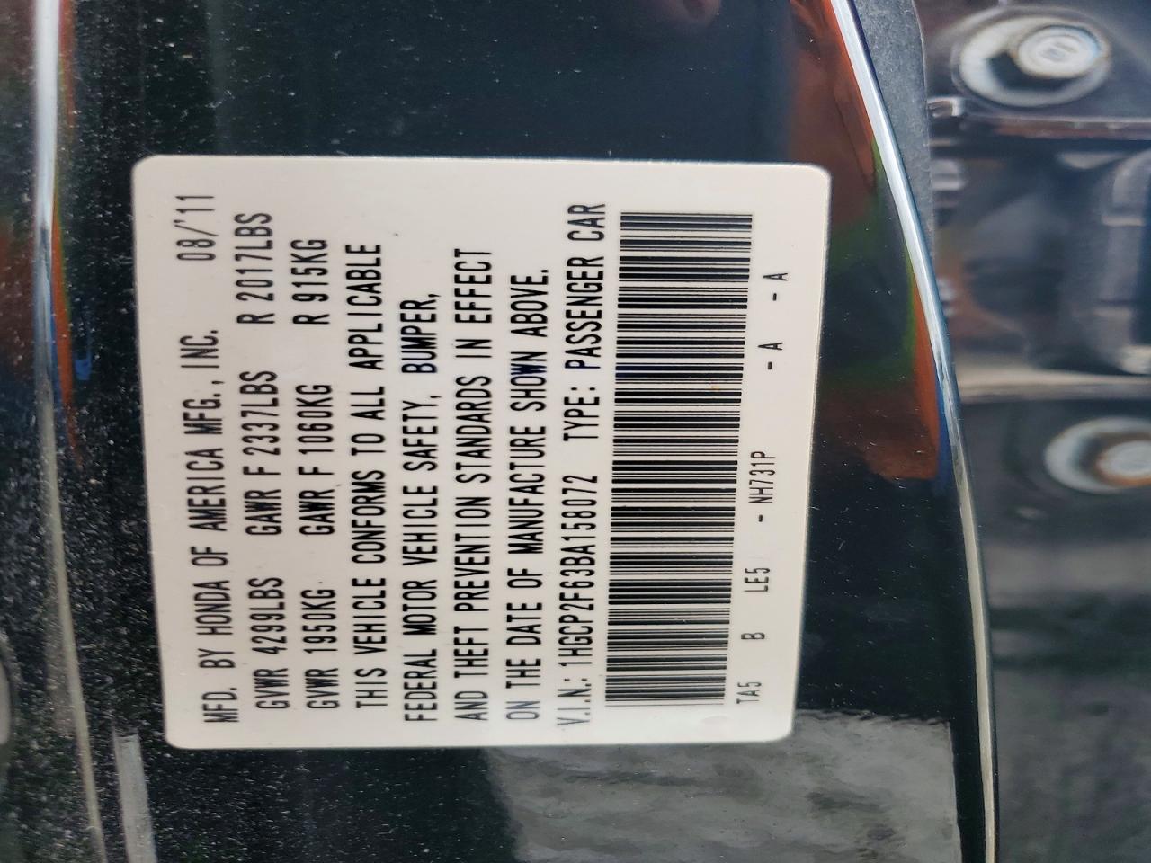 2011 Honda Accord Se Black vin: 1HGCP2F63BA158072
